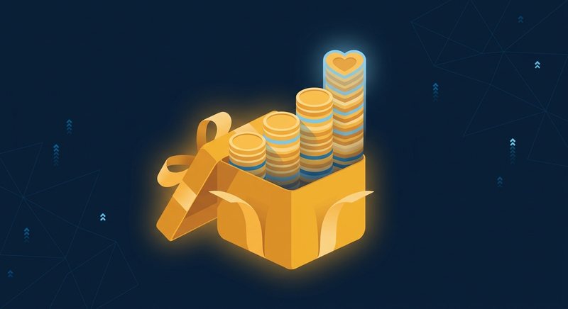 Google Ad Grant illustrated as an amber gift box with rising coin stacks